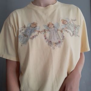 Yellow thrifted angel tee